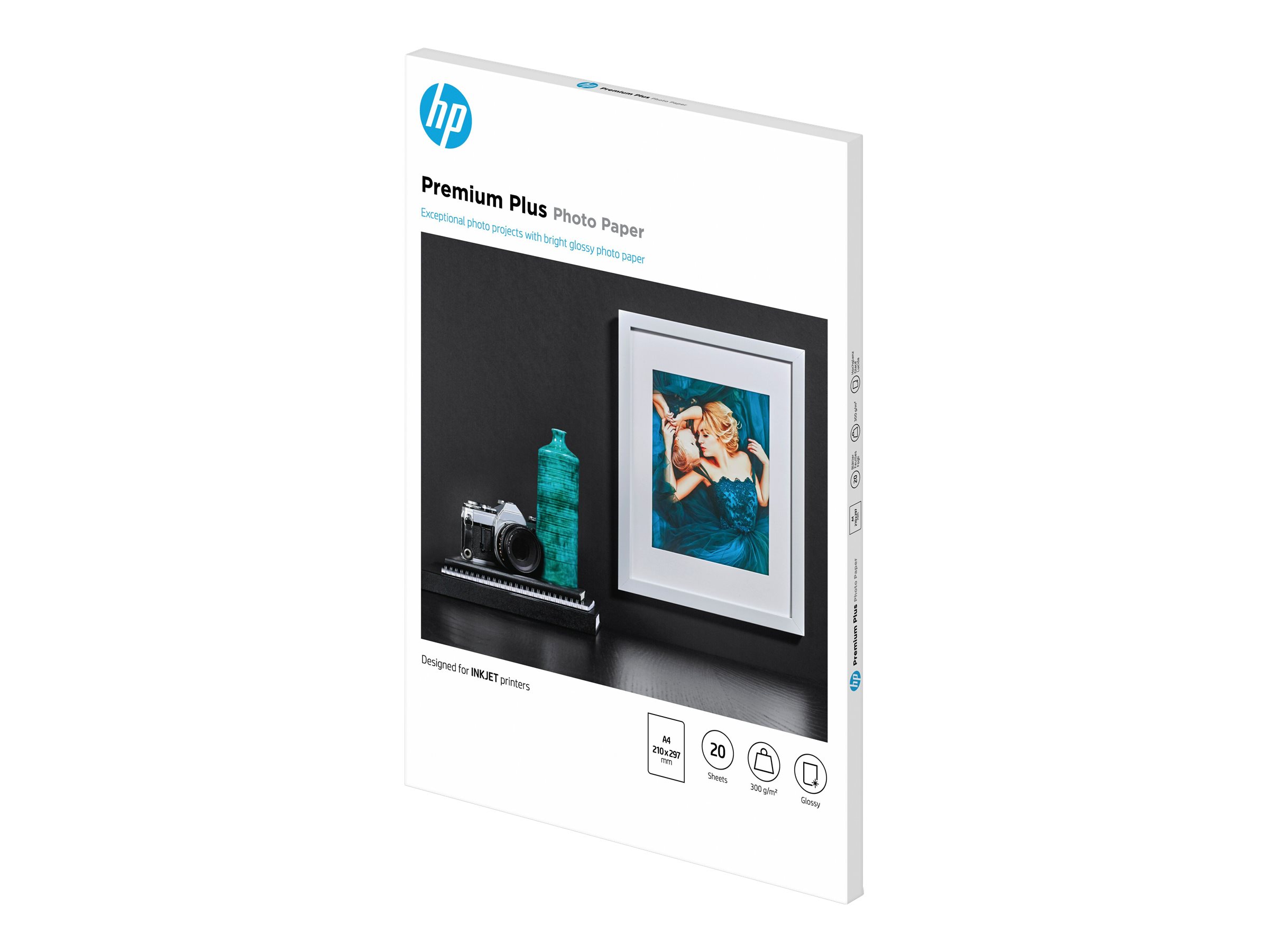 HP Premium Plus Photo Paper - Glnzend - A4 (210 x 297 mm) - 300 g/m - 20 Blatt Fotopapier - fr Officejet 52XX, 6000, 6000 E60
