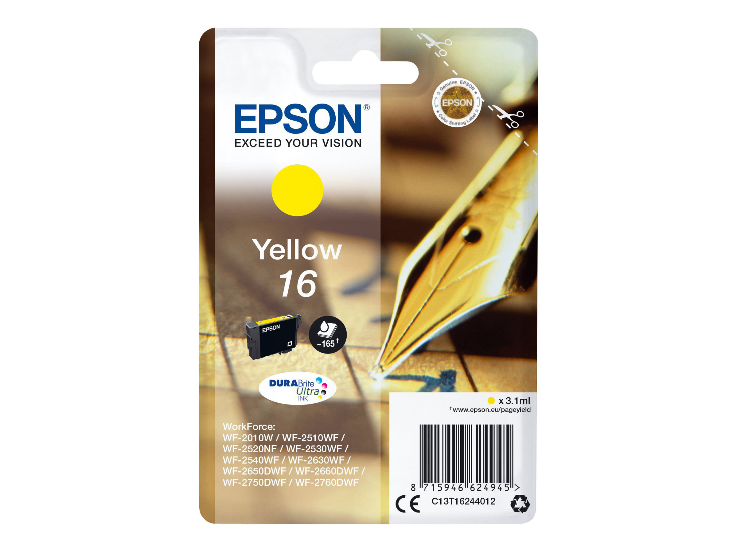 Epson 16 - 3.1 ml - Gelb - Original - Blister mit RF-Alarm - Tintenpatrone