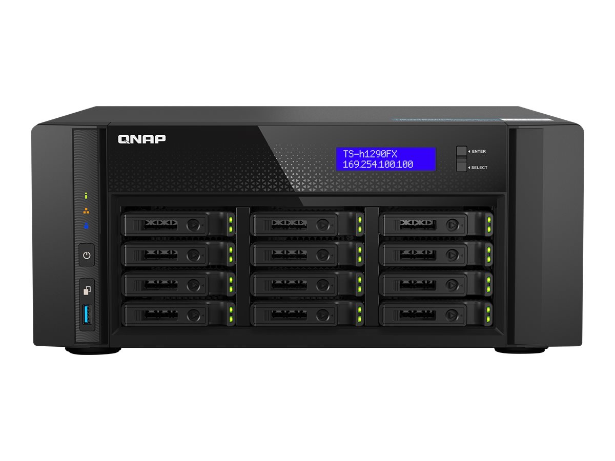 QNAP TS-h1290FX - NAS-Server - 12 Schchte - RAM 256 GB - 25 Gigabit Ethernet / 2.5 Gigabit Ethernet - iSCSI Support