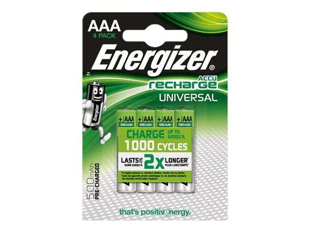 Energizer Accu Recharge Universal - Batterie 4 x AAA - NiMH - (wiederaufladbar) - 500 mAh