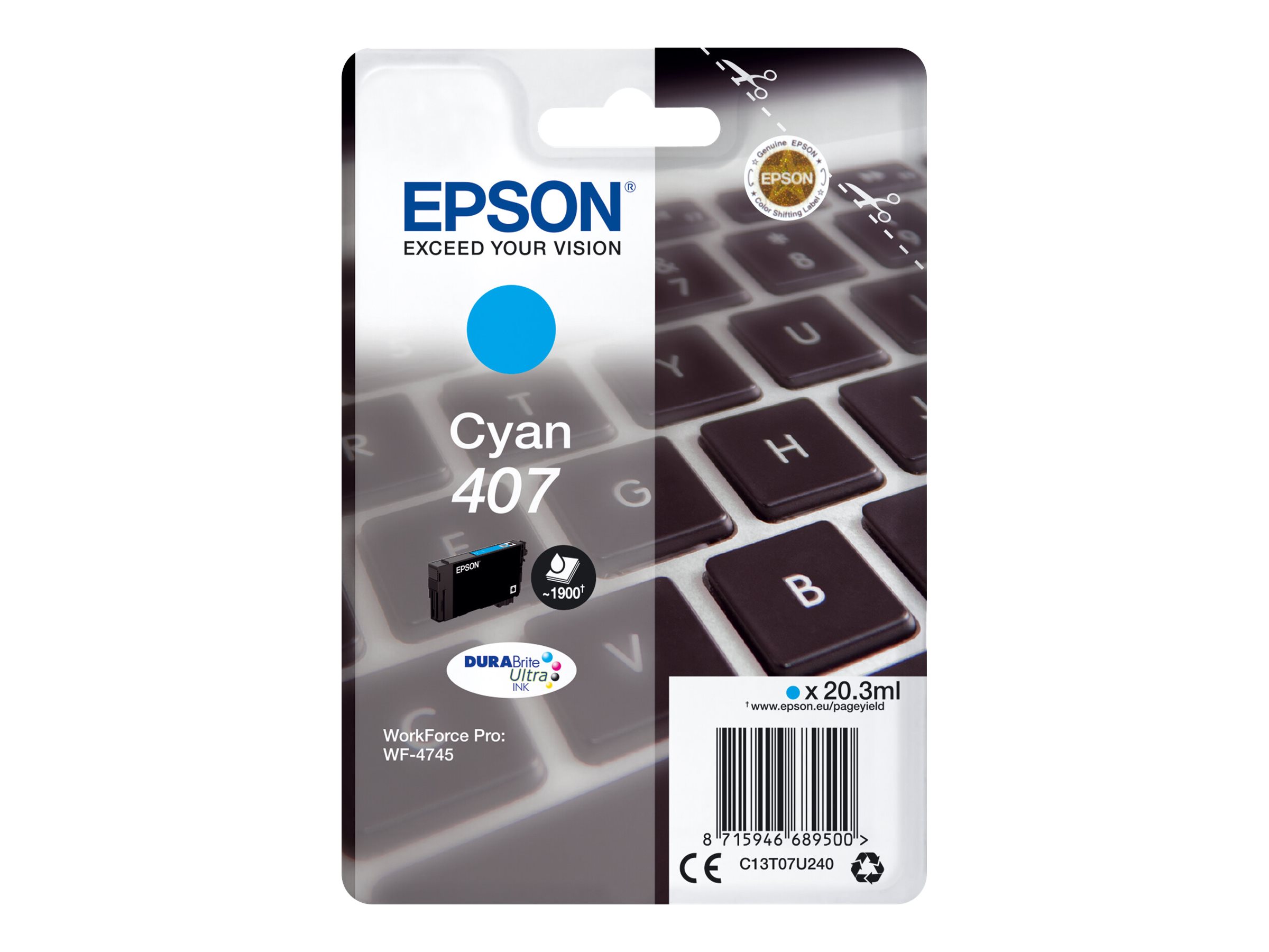 Epson 407 - 20.3 ml - L-Grsse - Cyan - original - Tintenpatrone