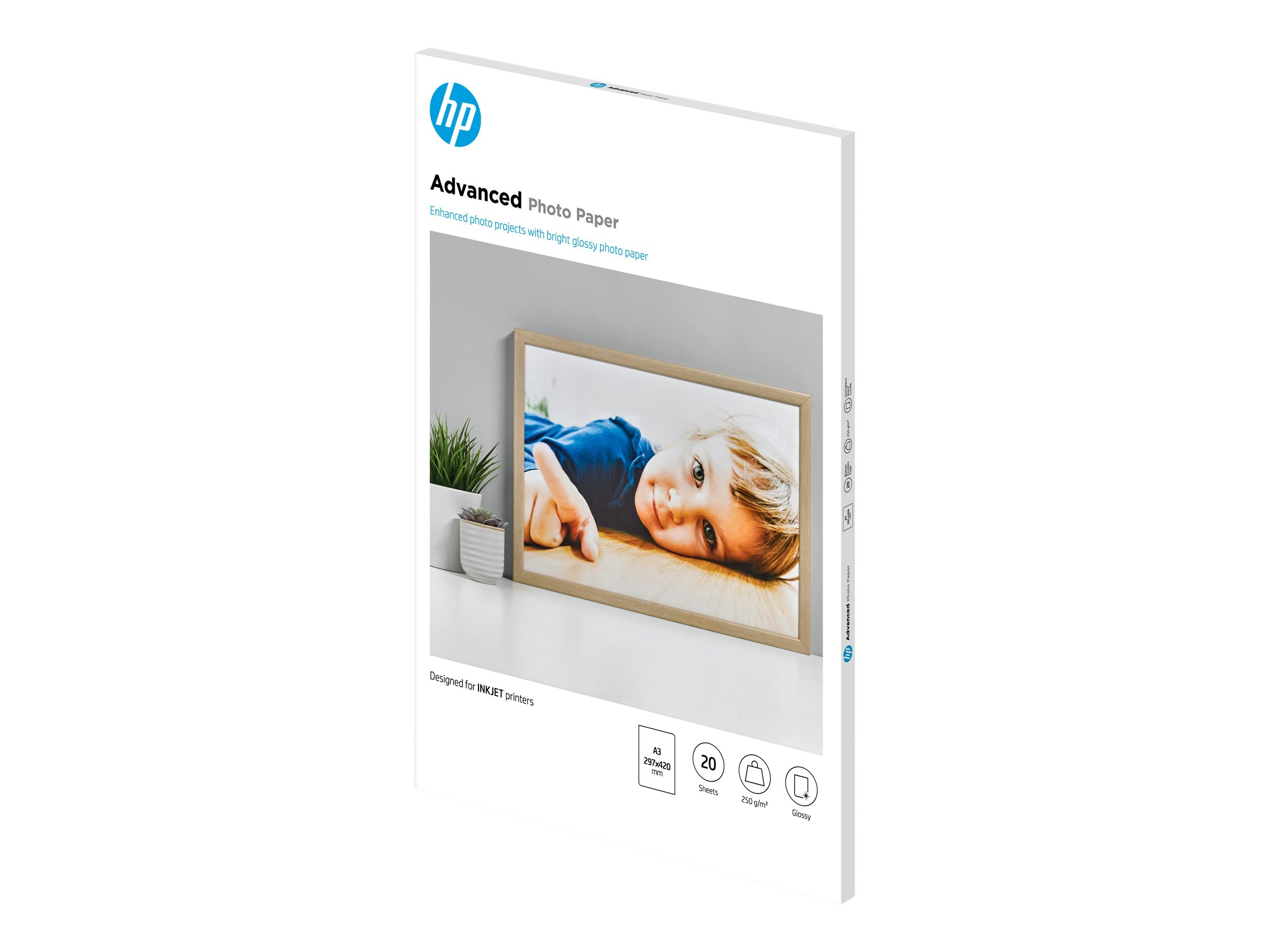 HP Advanced Photo Paper - Glnzend - A3 (297 x 420 mm) - 250 g/m - 20 Blatt Fotopapier - fr ENVY Inspire 7920; Officejet 7000 
