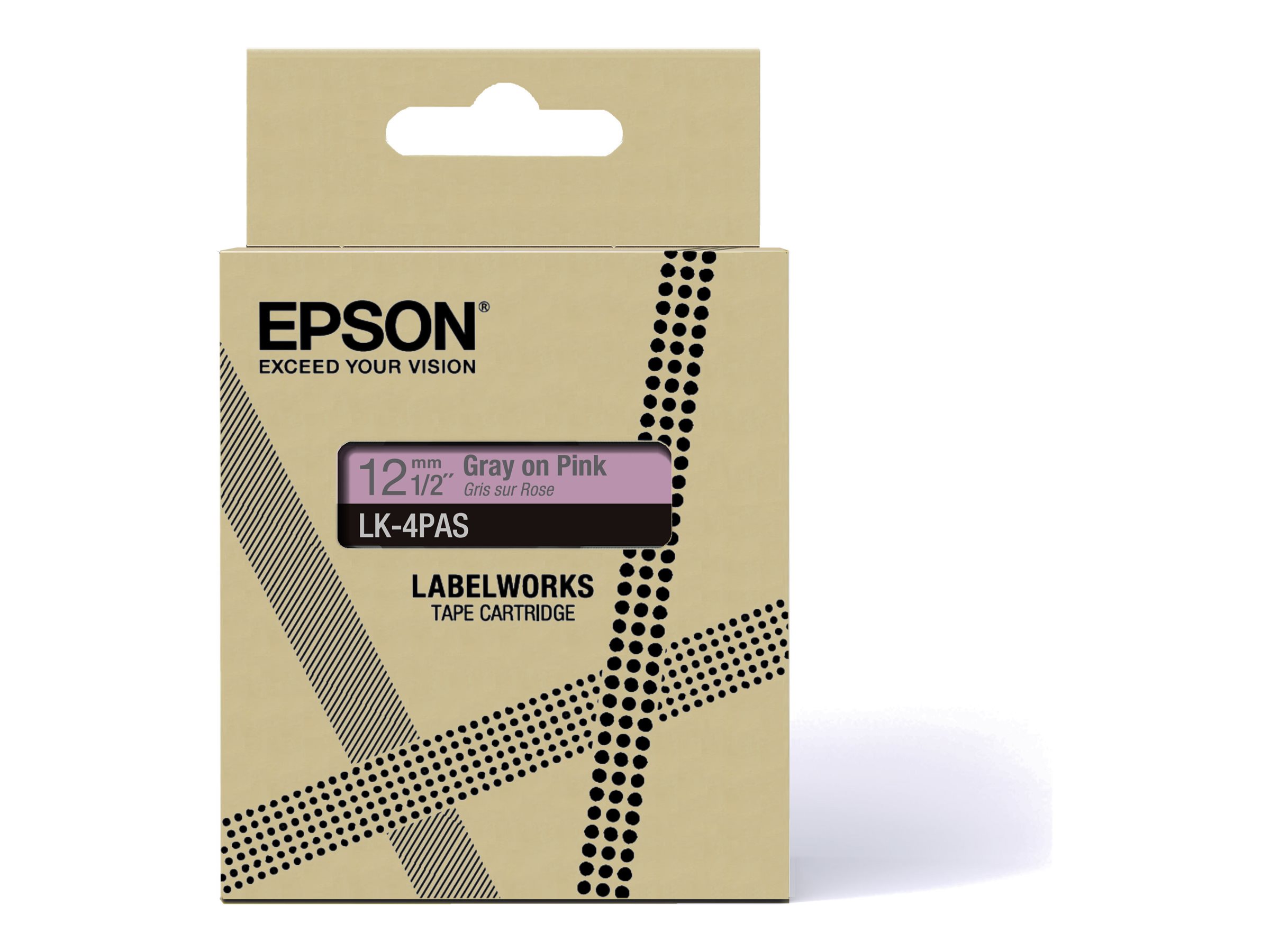 Epson LabelWorks LK-4PAS - Soft pink/gray - Rolle (1,2 cm) 1 Kassette(n) Band - fr LabelWorks LW-C410, LW-C610