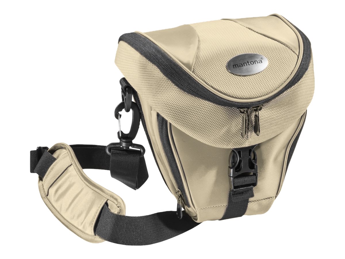 mantona Premium Colttasche - Schultertasche für Digitalkamera mit Objektiven - Polyester - beige