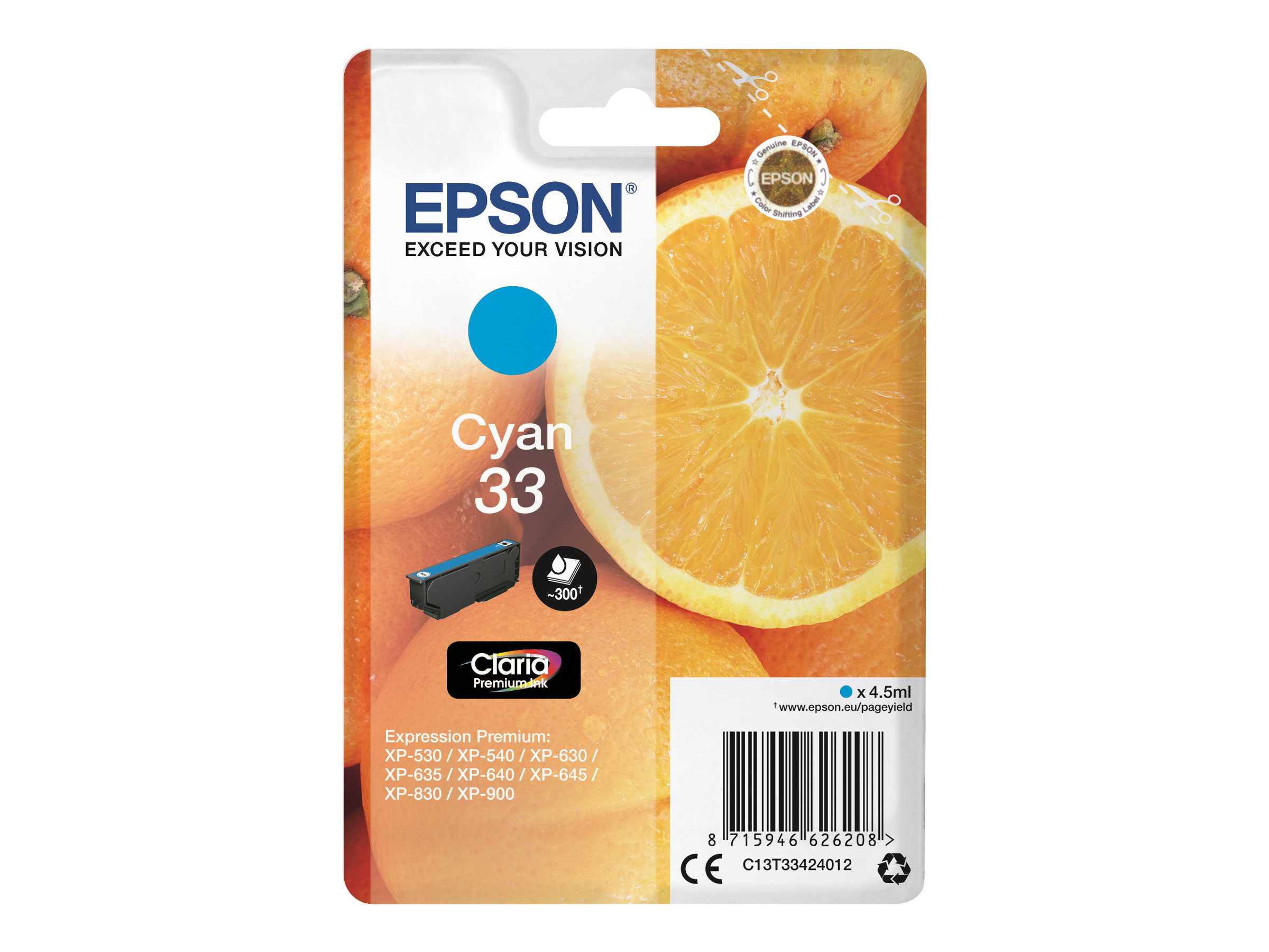 Epson 33 - 4.5 ml - Cyan - original - Blister mit RF- / akustischem Alarmsignal - Tintenpatrone