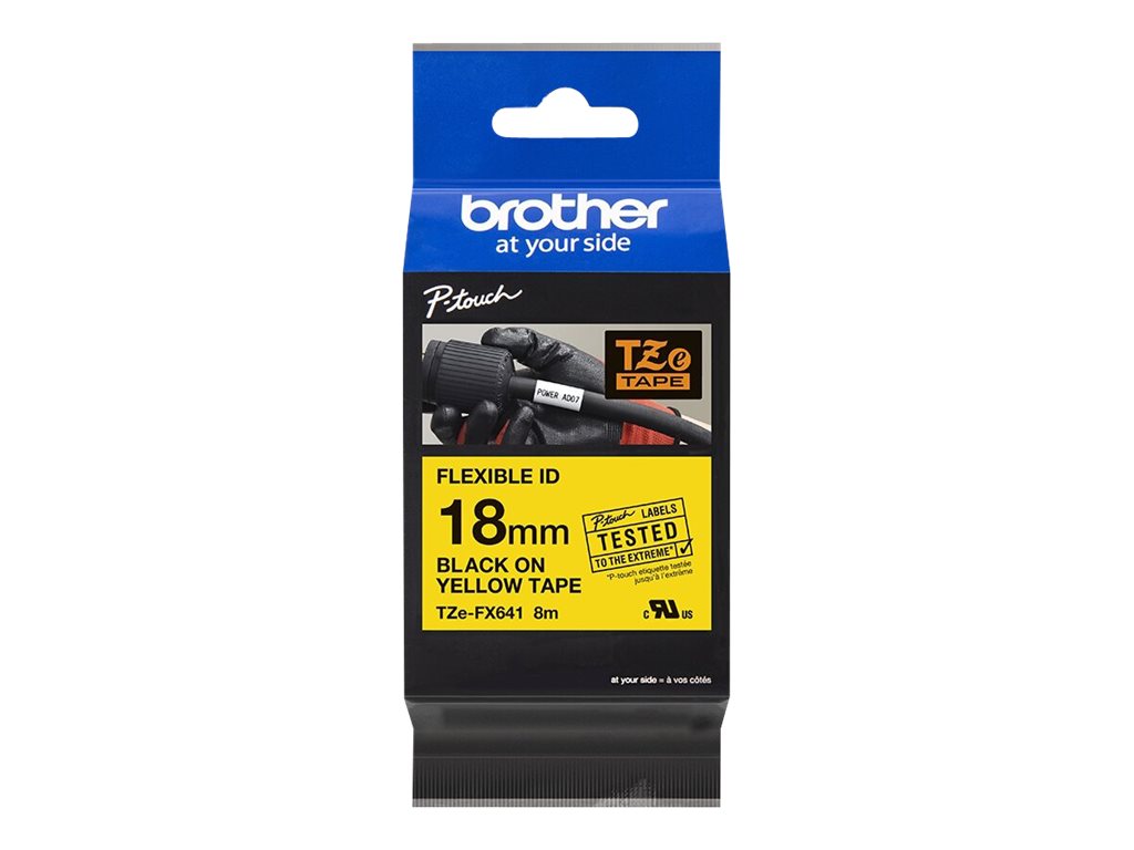 Brother TZe-FX641 - Schwarz auf Gelb - Rolle (1,8 cm x 8 m) 1 Kassette(n) Flexitape - fr Brother PT-D600; P-Touch PT-3600, D400
