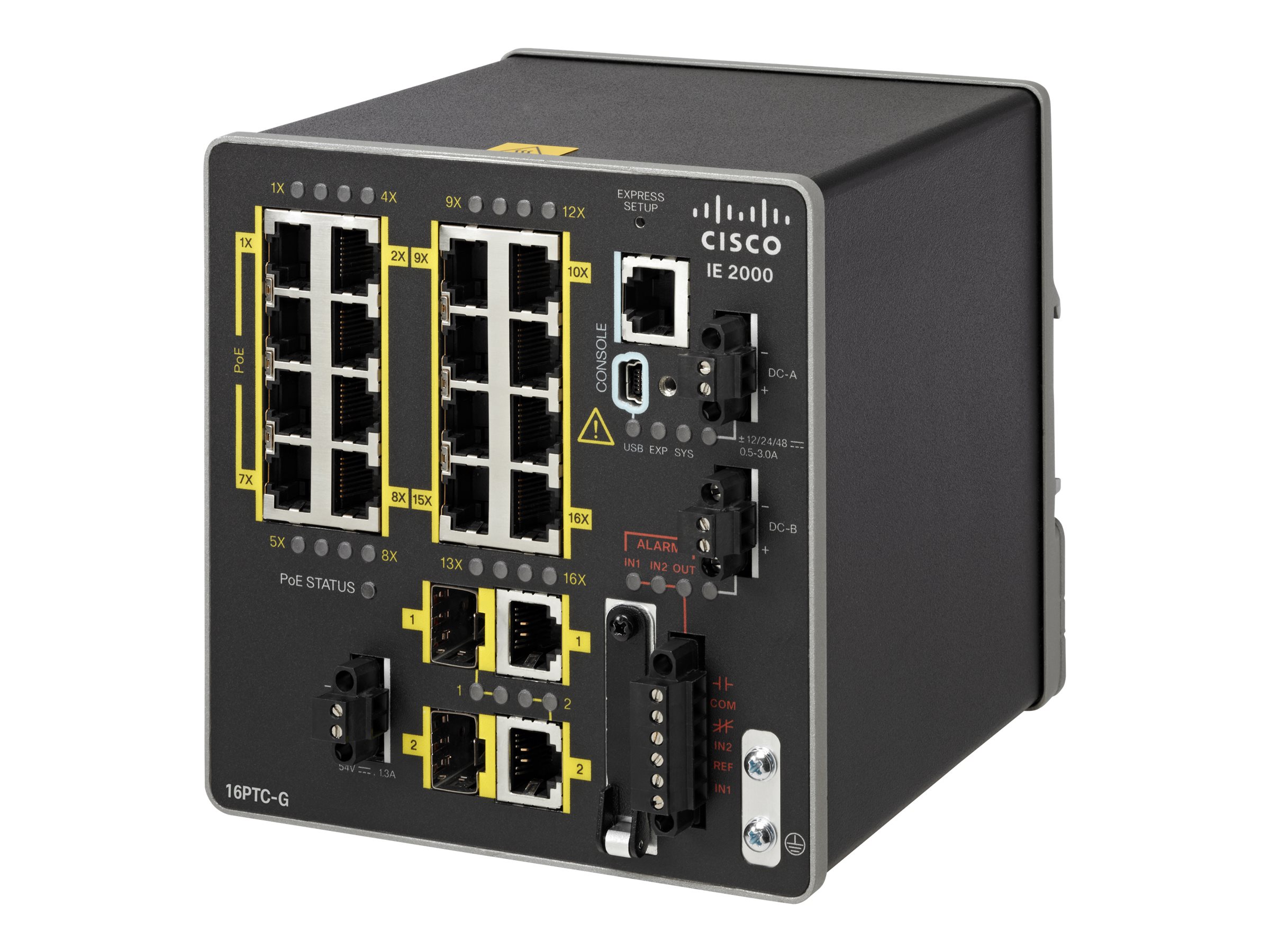 Cisco Industrial Ethernet 2000 Series - Switch - managed - 16 x 10/100 (PoE+) + 2 x Kombi-Gigabit-SFP - an DIN-Schiene montierba
