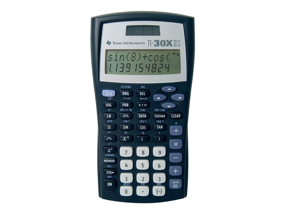 Texas Instruments TI-30X IIS - Wissenschaftlicher Taschenrechner - 10 Stellen + 2 Exponenten - Solarpanel, Batterie