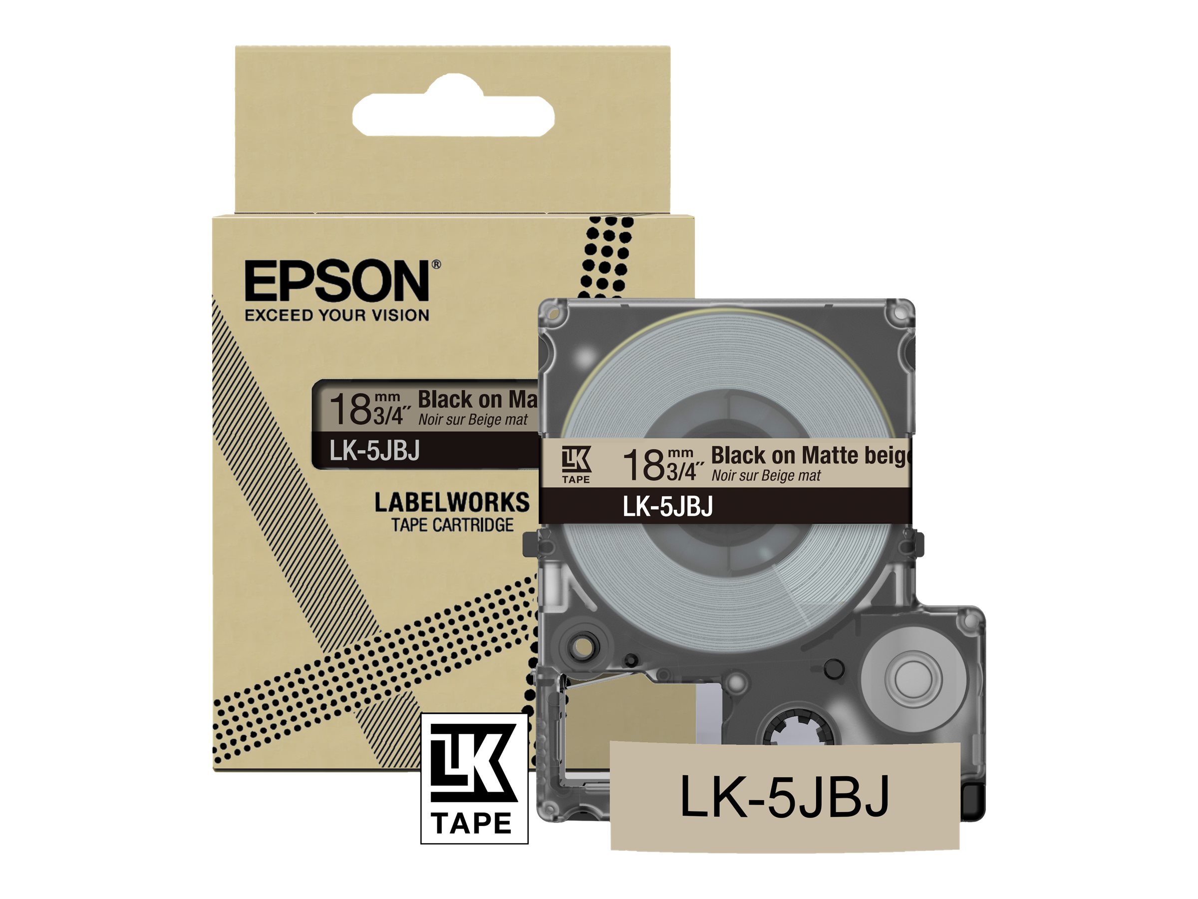 Epson LabelWorks LK-5JBJ - Schwarz auf Mattbeige - Rolle (1,8 cm x 8 m) 1 Kassette(n) Hngebox - Bandkassette - fr LabelWorks L