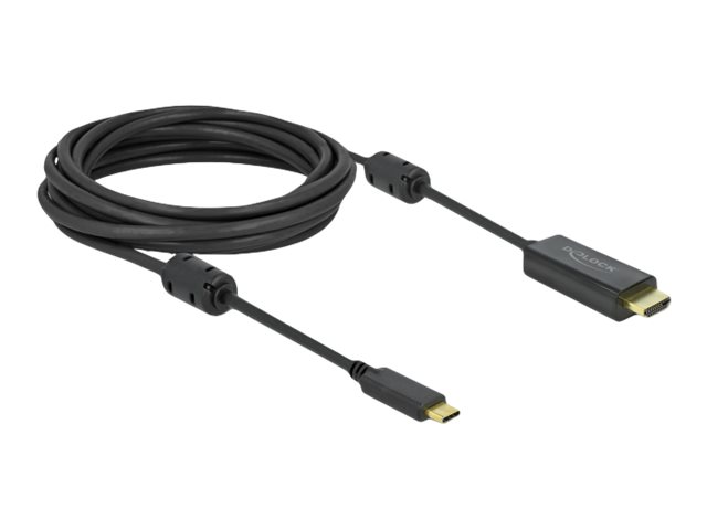 Delock - Video- / Audiokabel - USB-C mnnlich zu HDMI mnnlich - 5 m - Schwarz - 4K Untersttzung, aktiv