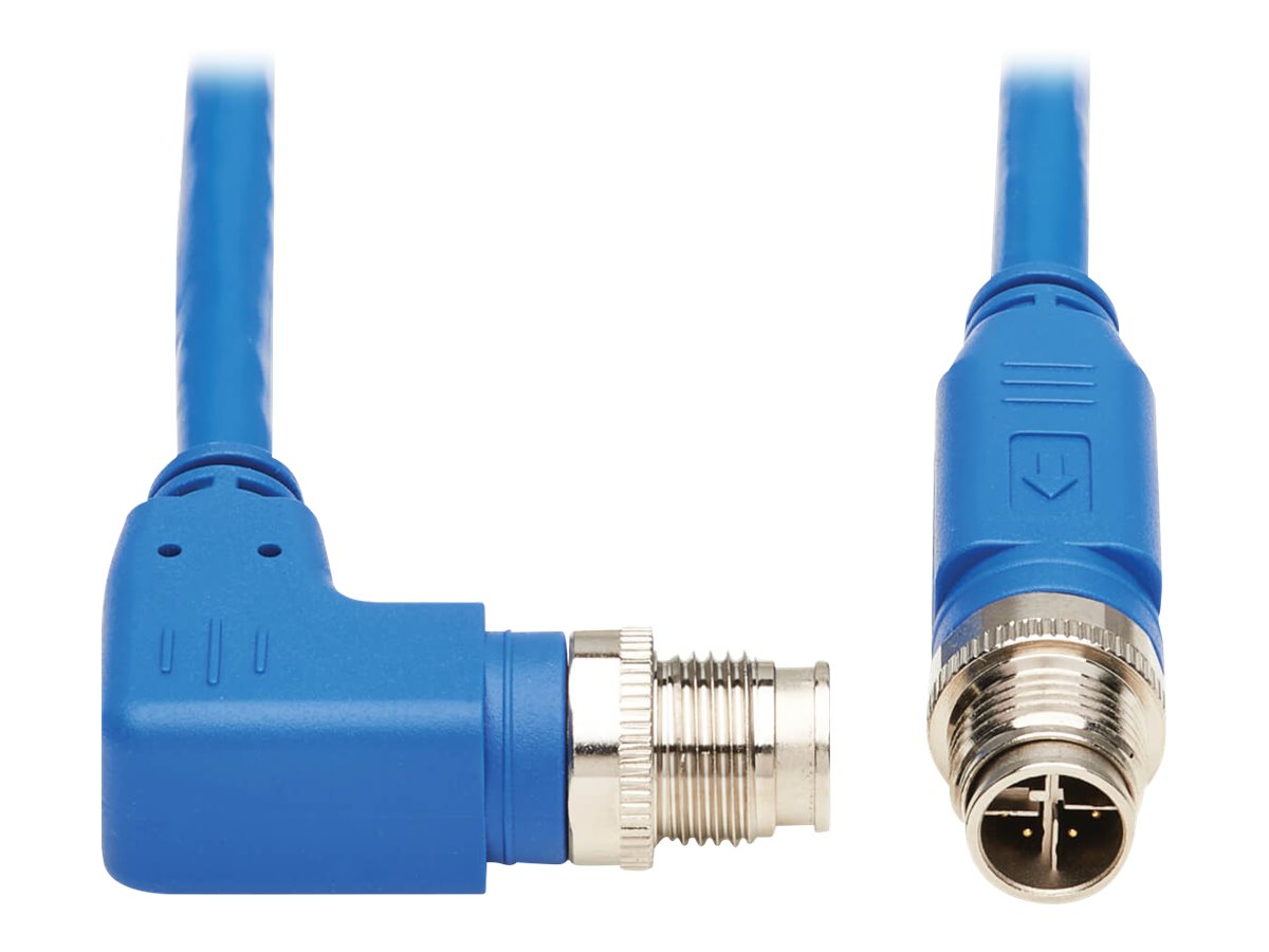 Eaton Tripp Lite Series M12 X-Code Cat6 1G UTP CMR-LP Ethernet Cable (Right-Angle M/M), IP68, PoE, Blue, 5 m (16.4 ft.) - Netzwe