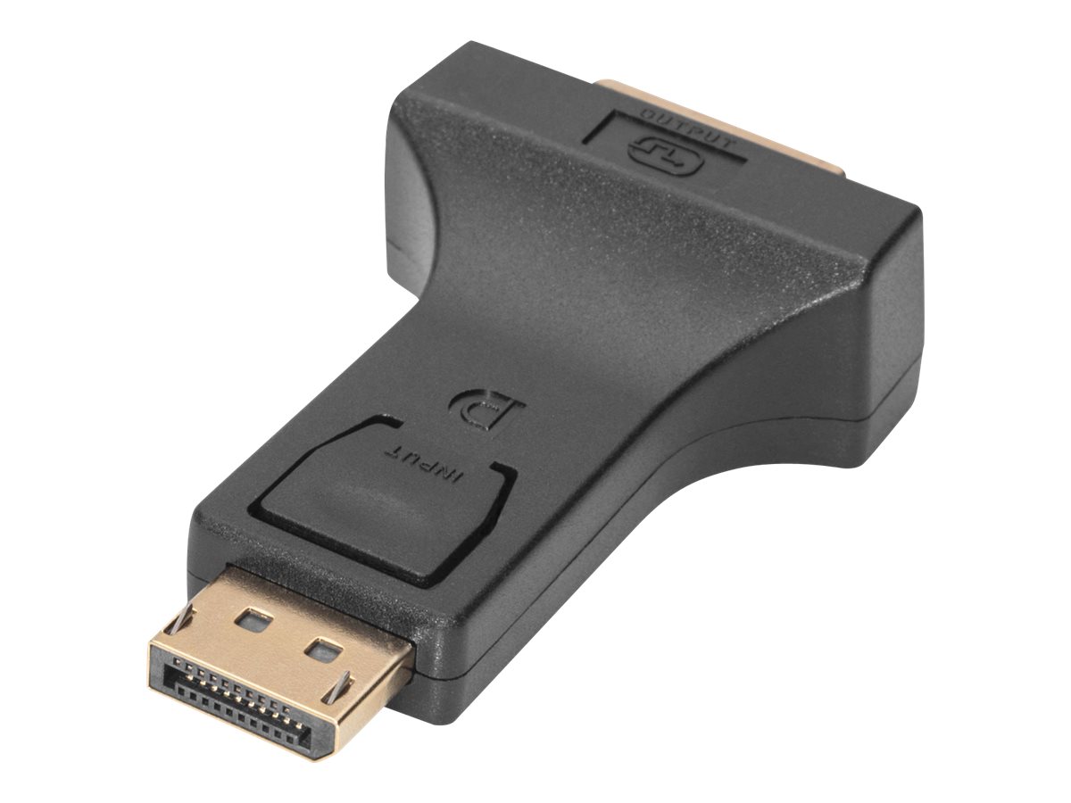 DIGITUS - Videoadapter - DisplayPort (M) zu DVI-I (W) - geformt, Druckknopf, untersttzt 2560 x 1600 (WQXGA) - Schwarz