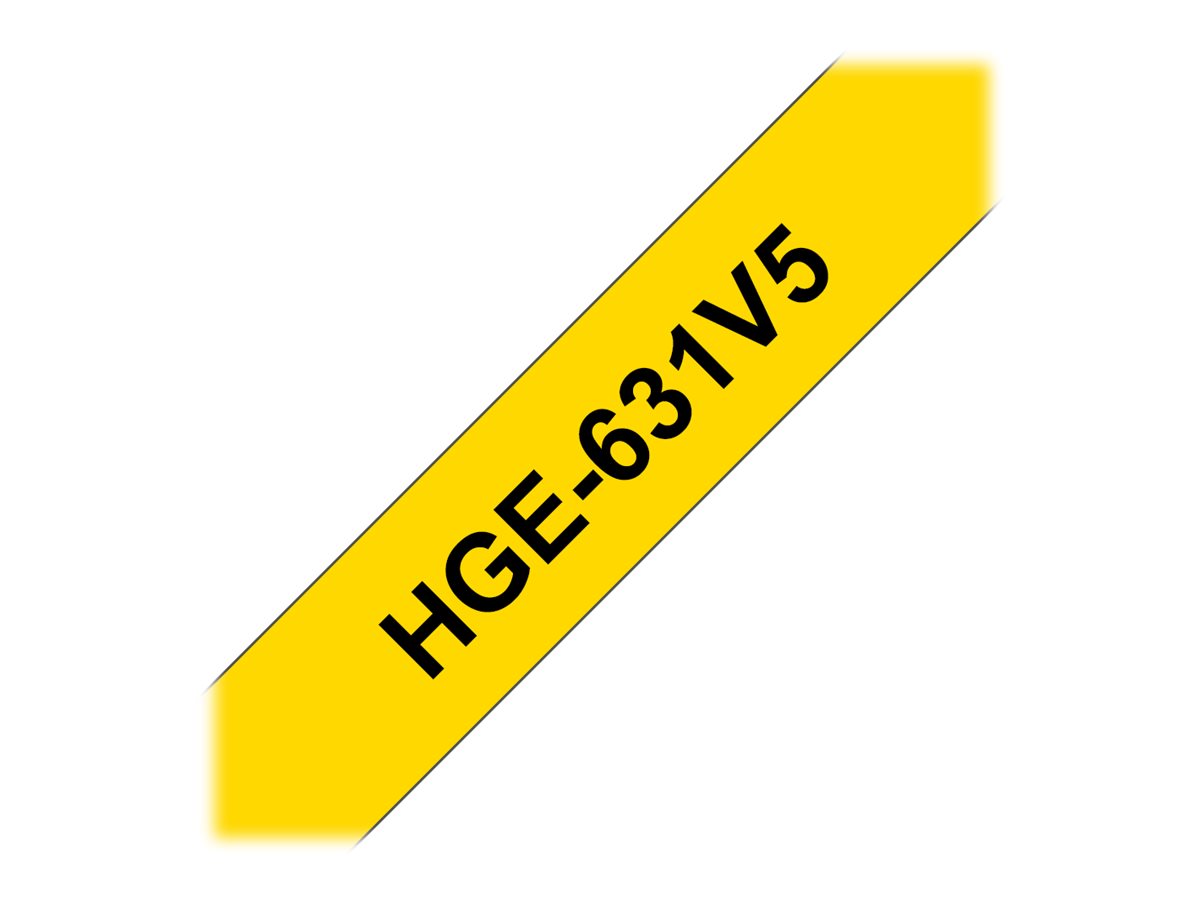 Brother HGE-631V5 - Schwarz auf Gelb - Rolle (1,2 cm x 8 m) 5 Kassette(n) laminiertes Band - für P-Touch PT-9500pc, PT-9700PC, P