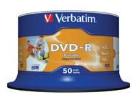 Verbatim - 50 x DVD-R - 4.7 GB 16x - breite bedruckbare Flche fr Fotos - Spindel