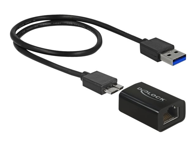 Delock Adapter SuperSpeed USB (USB 3.1 Gen 1) with USB Type Micro-B female > Gigabit LAN 10/100/1000 Mbps compact - Netzwerkadap