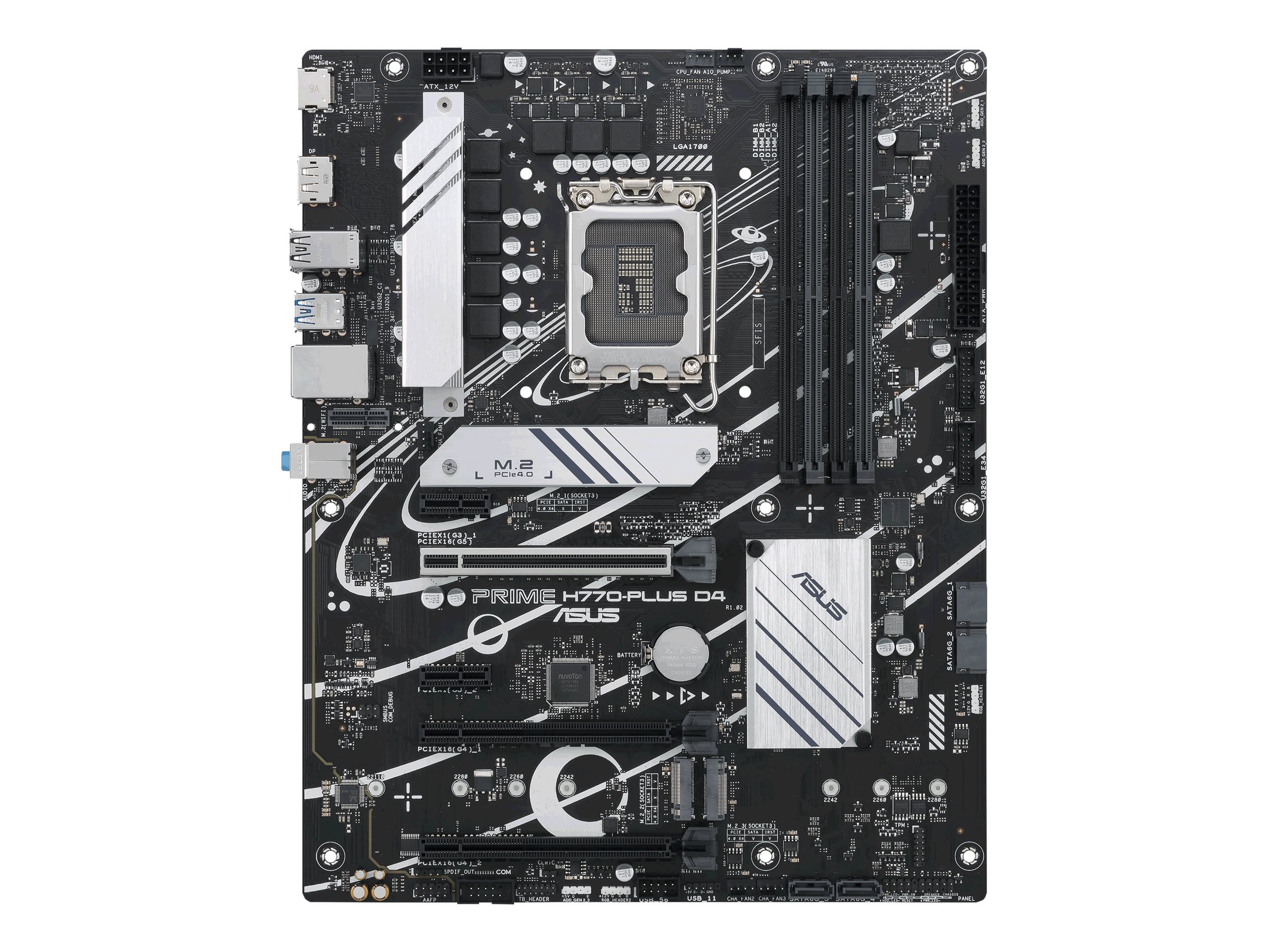 ASUS PRIME H770-PLUS D4 - Motherboard - ATX - LGA1700-Sockel - H770 Chipsatz - USB 3.2 Gen 1, USB 3.2 Gen 2, USB4, USB-C 3.2 Gen