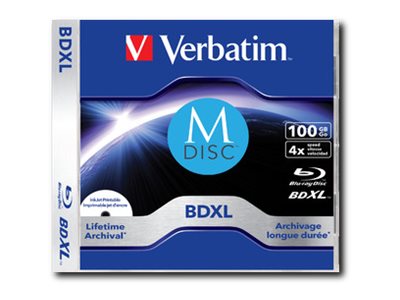 Verbatim M-Disc - BD-R XL - 100 GB 4x - mit Tintenstrahldrucker bedruckbare Oberflche - Jewel Case (Schachtel)