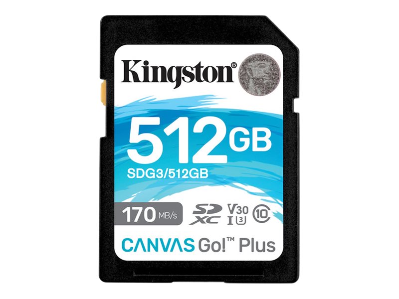 Kingston Canvas Go! Plus - Flash-Speicherkarte - 512 GB - Video Class V30 / UHS-I U3 / Class10 - SDXC UHS-I