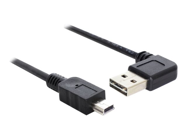Delock Easy - USB-Kabel - USB (M) links/rechts abgewinkelt, umkehrbar zu Mini-USB, Typ B (M) - USB 2.0 - 50 cm - Schwarz