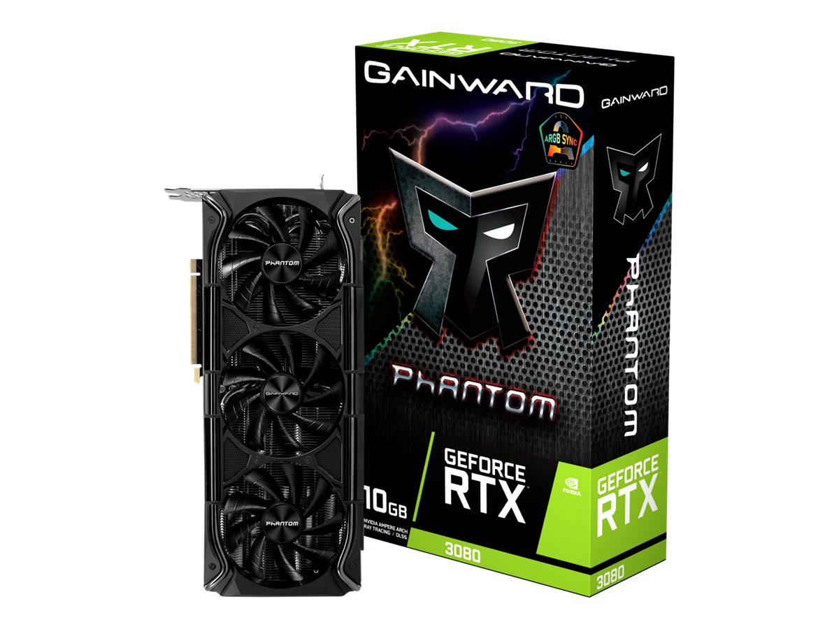Gainward GeForce RTX 3080 Phantom+ - Grafikkarten - GF RTX 3080 - 10 GB GDDR6X - PCIe 4.0 x16 - HDMI, 3 x DisplayPort