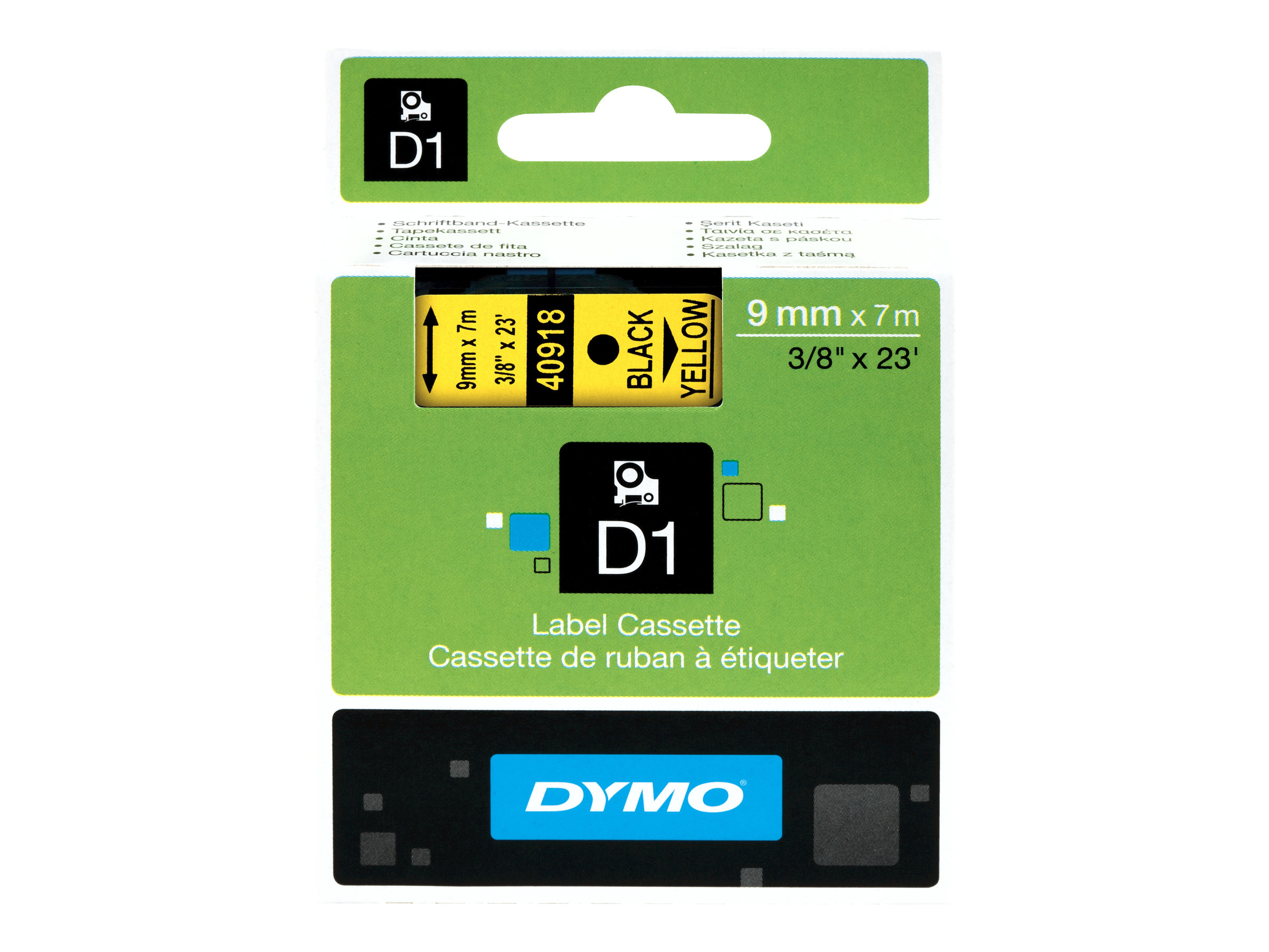 DYMO D1 - Polyester - selbstklebend - Schwarz auf Gelb - Rolle (0,9 cm x 7 m) 1 Kassette(n) Etikettenband - fr LabelMANAGER
