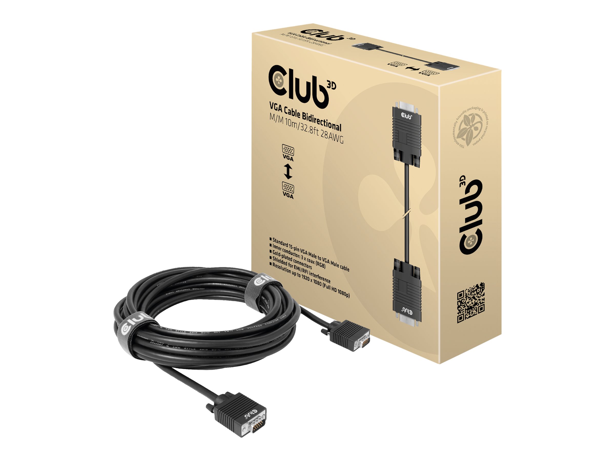 Club 3D - VGA-Kabel - HD-15 (VGA) (M) zu HD-15 (VGA) (M) - 10 m - 1080p-Untersttzung