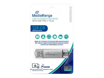 MediaRange MR938 - USB-Flash-Laufwerk - 128 GB - USB 3.0/USB Typ C - Silber