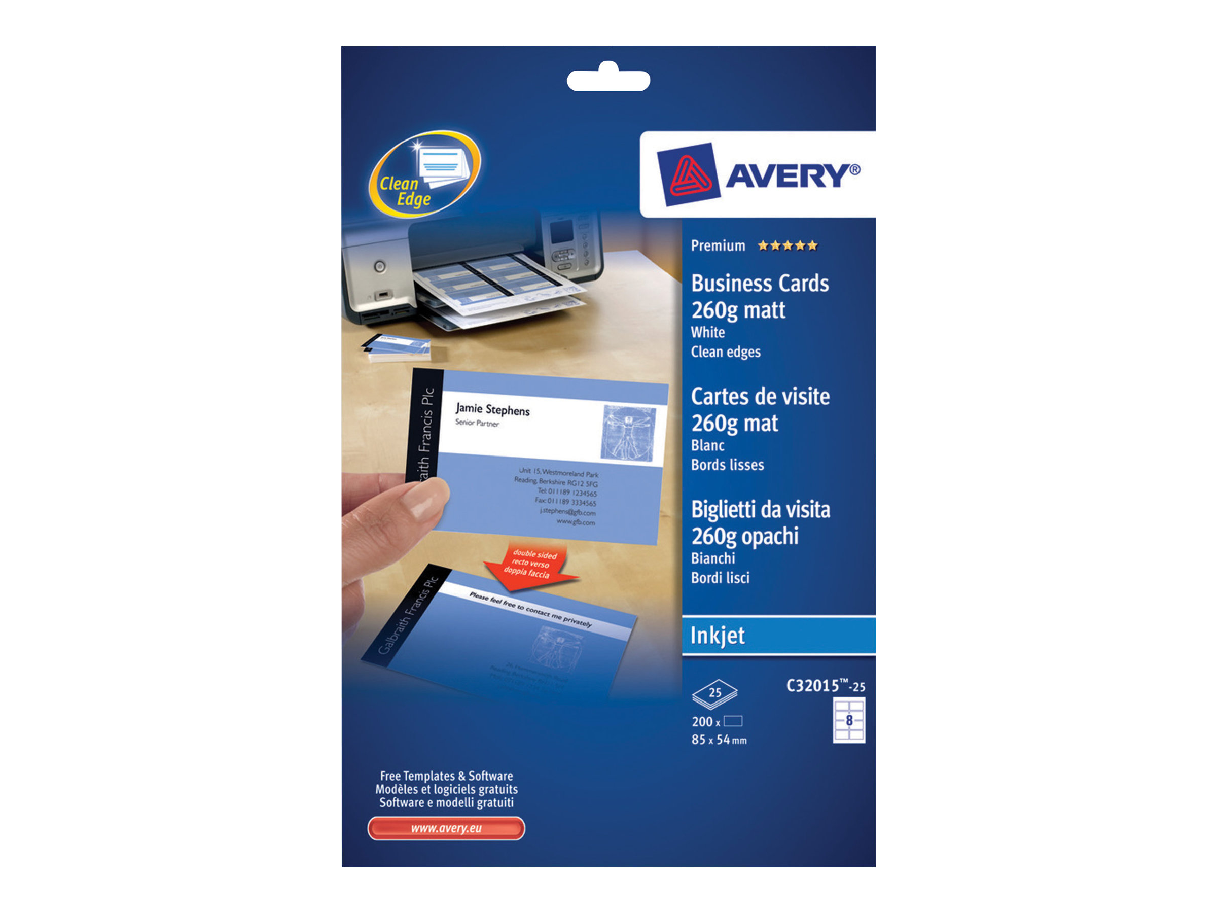 Avery Quick&Clean - Matt - weiss - 220 g/m - 25 Stck. 200) Papier