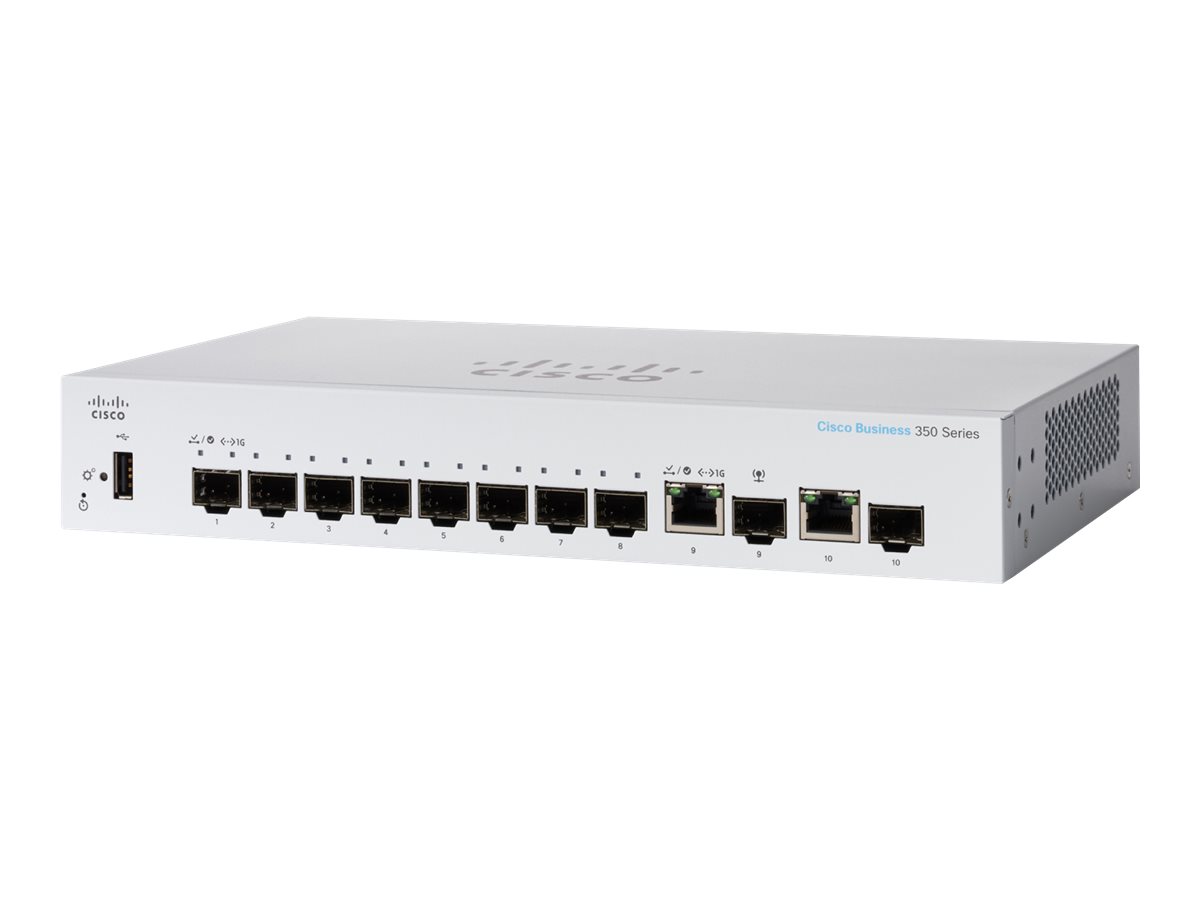 Cisco Business 350 Series CBS350-8S-E-2G - Switch - L3 - managed - 8 x Gigabit SFP + 2 x Combo Gigabit Ethernet/Gigabit SFP - an