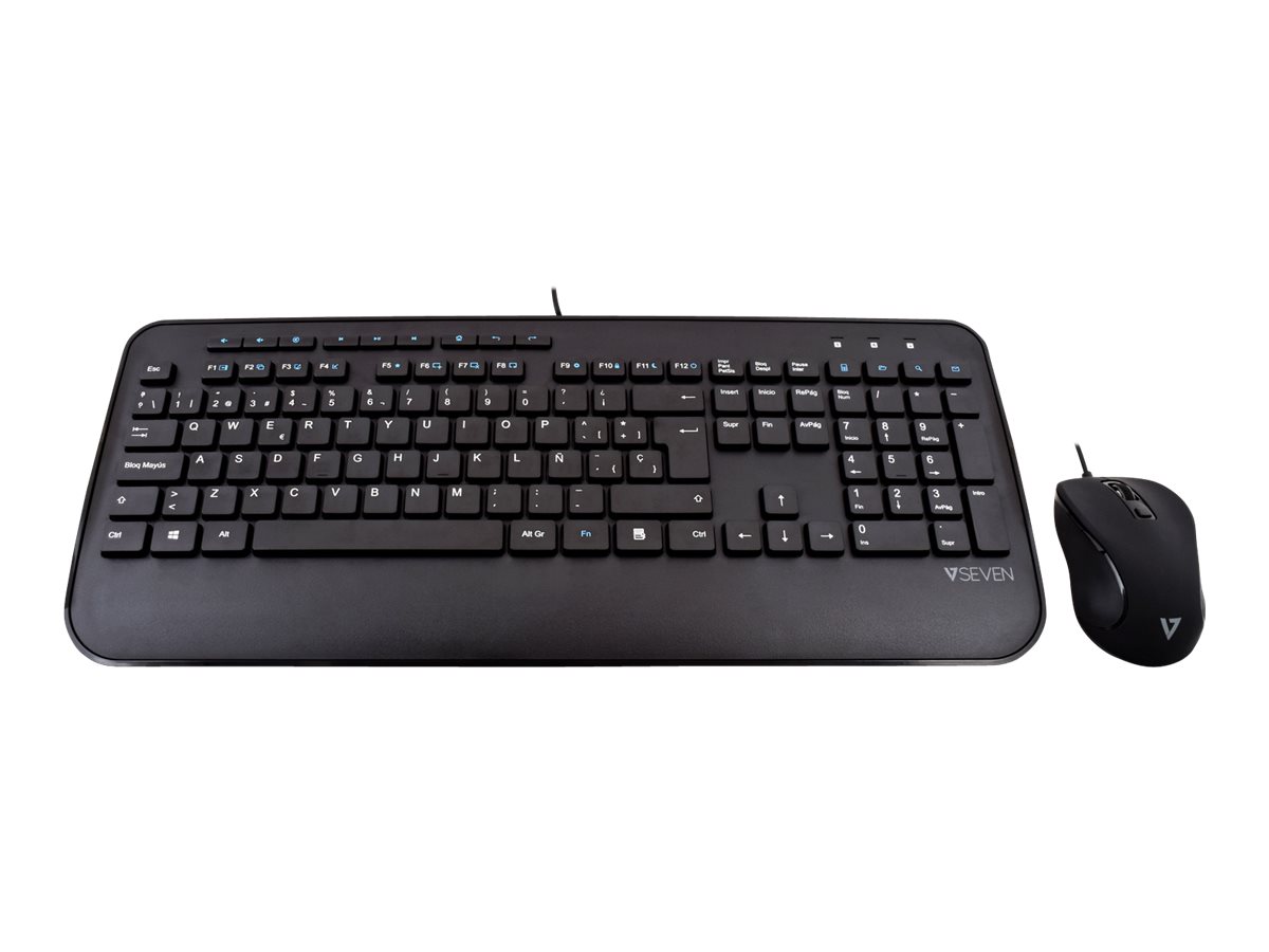 V7 CKU300ES - Tastatur-und-Maus-Set - USB - QWERTY - Spanisch - Schwarz