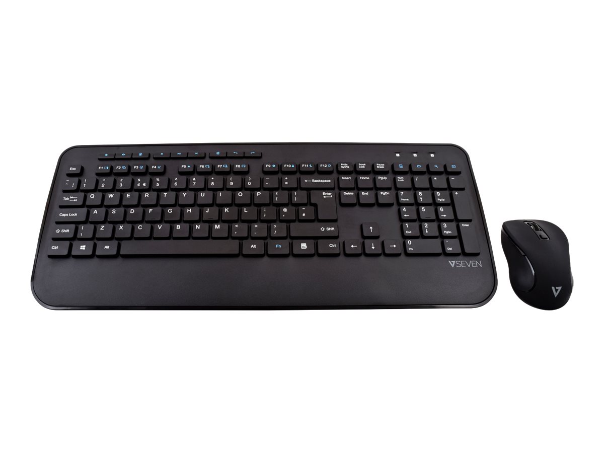 V7 CKW300UK - Tastatur-und-Maus-Set - kabellos - 2.4 GHz - GB - Schwarz