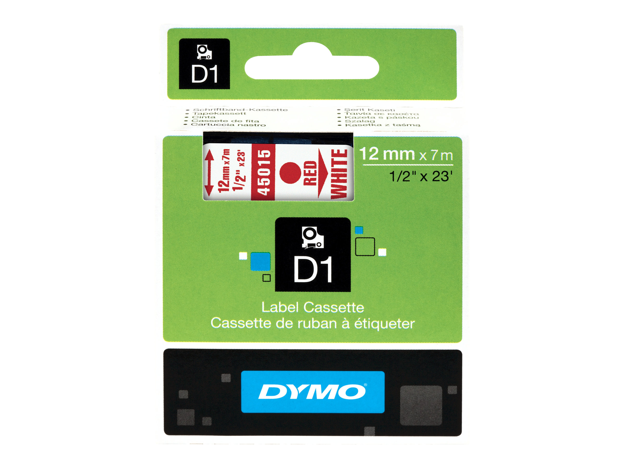 DYMO D1 - Selbstklebend - Rot auf Weiss - Rolle (1,2 cm x 7 m) 1 Kassette(n) Etikettenband - fr LabelMANAGER 100, 160, 210, 220