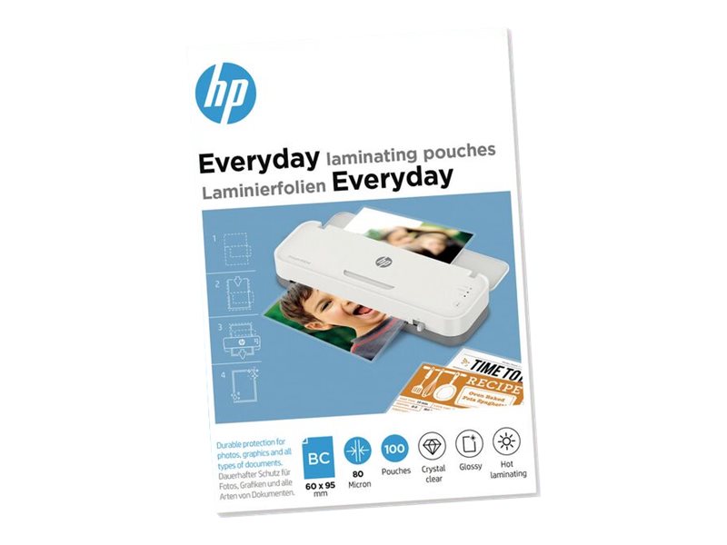 HP Everyday - 80 Mikron - 100er-Pack - glnzend - durchsichtig - 60 x 95 mm Taschen fr Laminierung