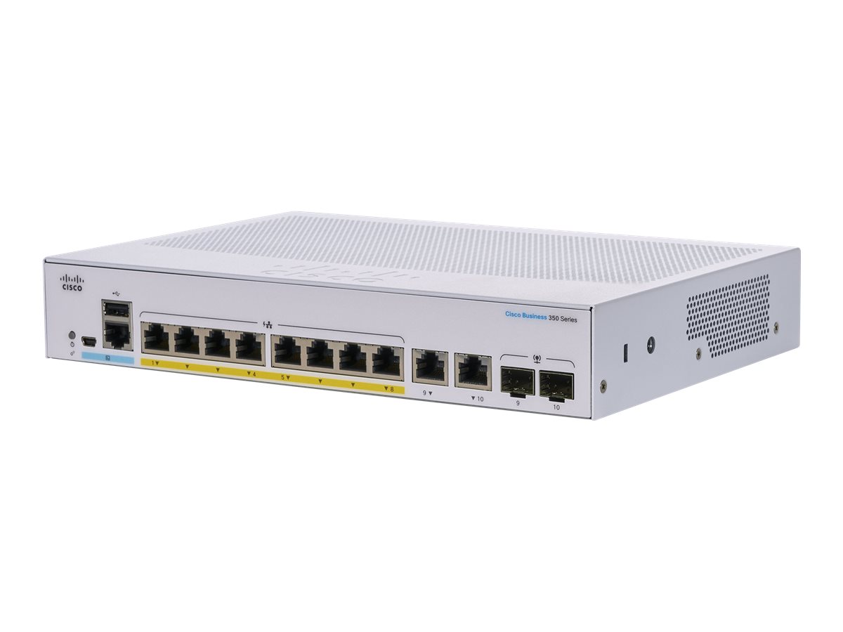 Cisco Business 350 Series CBS350-8P-E-2G - Switch - L3 - managed - 8 x 10/100/1000 (PoE+) + 2 x Kombi-SFP - an Rack montierbar