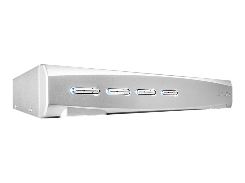 Lindy 4 Port DVI-I Single Link, USB 2.0 & Audio KVM Switch Pro - KVM-/Audio-/USB-Switch - 4 x KVM/Audio/USB - 1 lokaler Benutzer