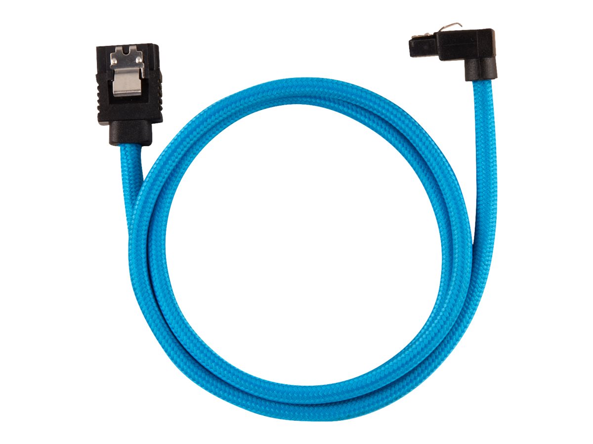 CORSAIR Premium Sleeved - SATA-Kabel - Serial ATA 150/300/600 - SATA (M) gerade, verriegelt zu SATA (M) abgewinkelt - 60 cm - Bl