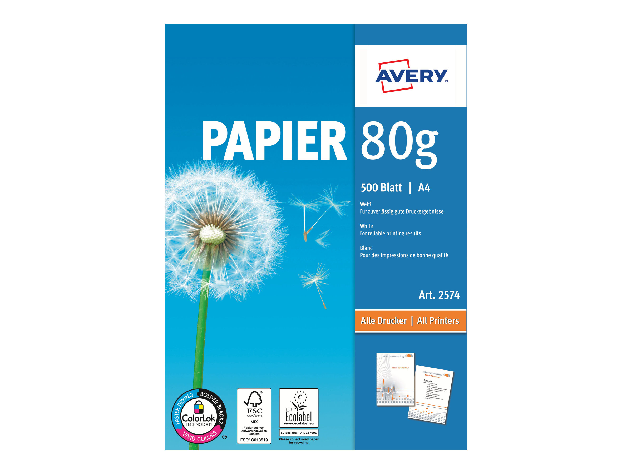 Avery Zweckform - Unbeschichtet - weiss - A4 (210 x 297 mm) - 80 g/m - 500 Blatt Papier
