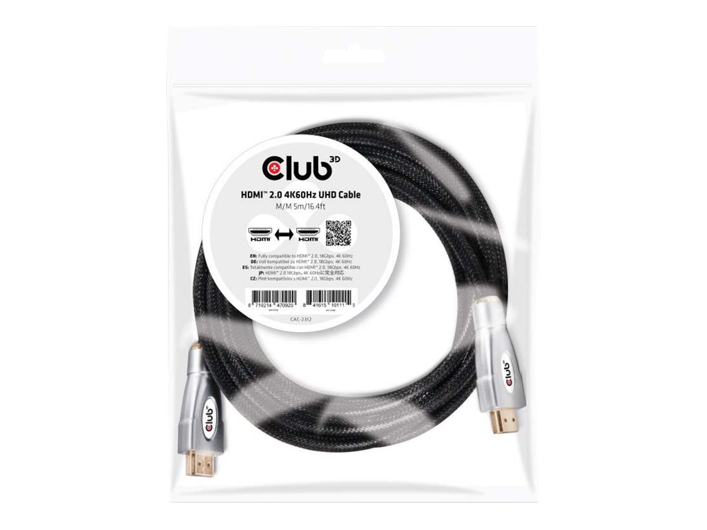 Club 3D CAC-2312 - HDMI-Kabel mit Ethernet - HDMI mnnlich zu HDMI mnnlich - 5 m - 4K Untersttzung