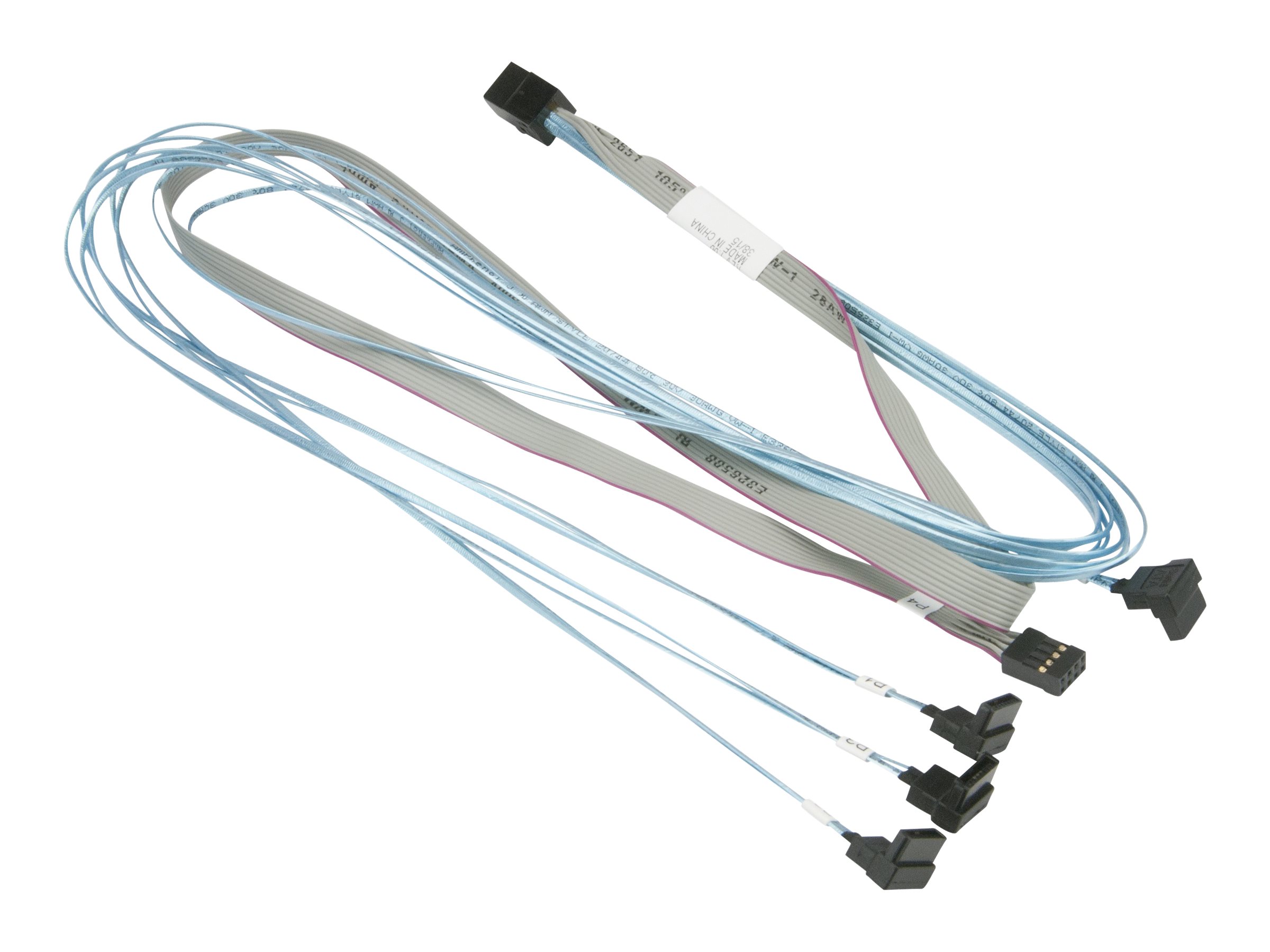 Supermicro - SATA- / SAS-Kabel - mit Sidebands - Überkreuzung - 4x Mini SAS HD (SFF-8643) (M) zu SATA, Seitenband (W) - 75 cm