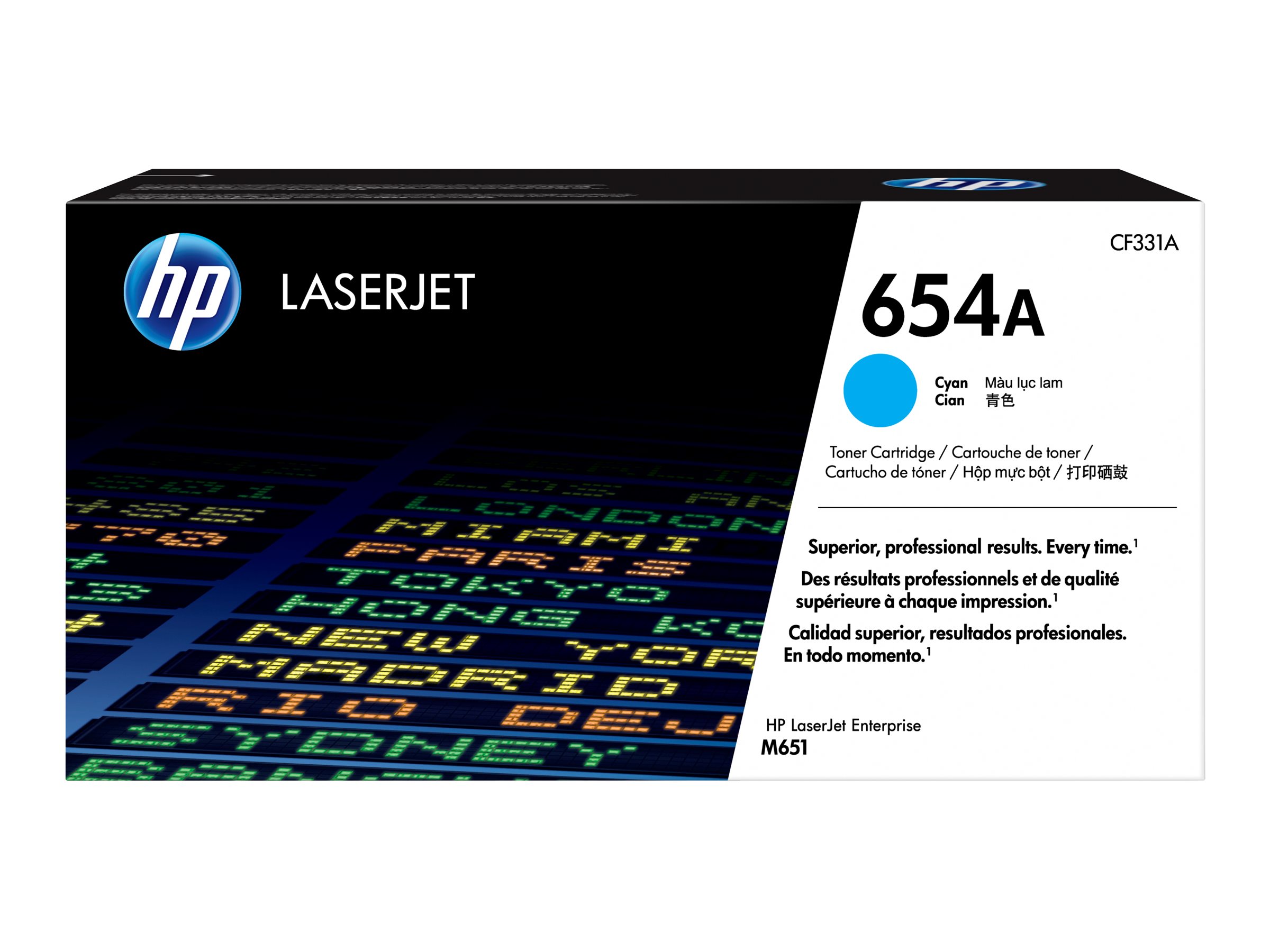 HP 654A - Cyan - Original - LaserJet - Tonerpatrone (CF331A) - fr Color LaserJet Enterprise M651dn, M651n, M651xh; Color LaserJ
