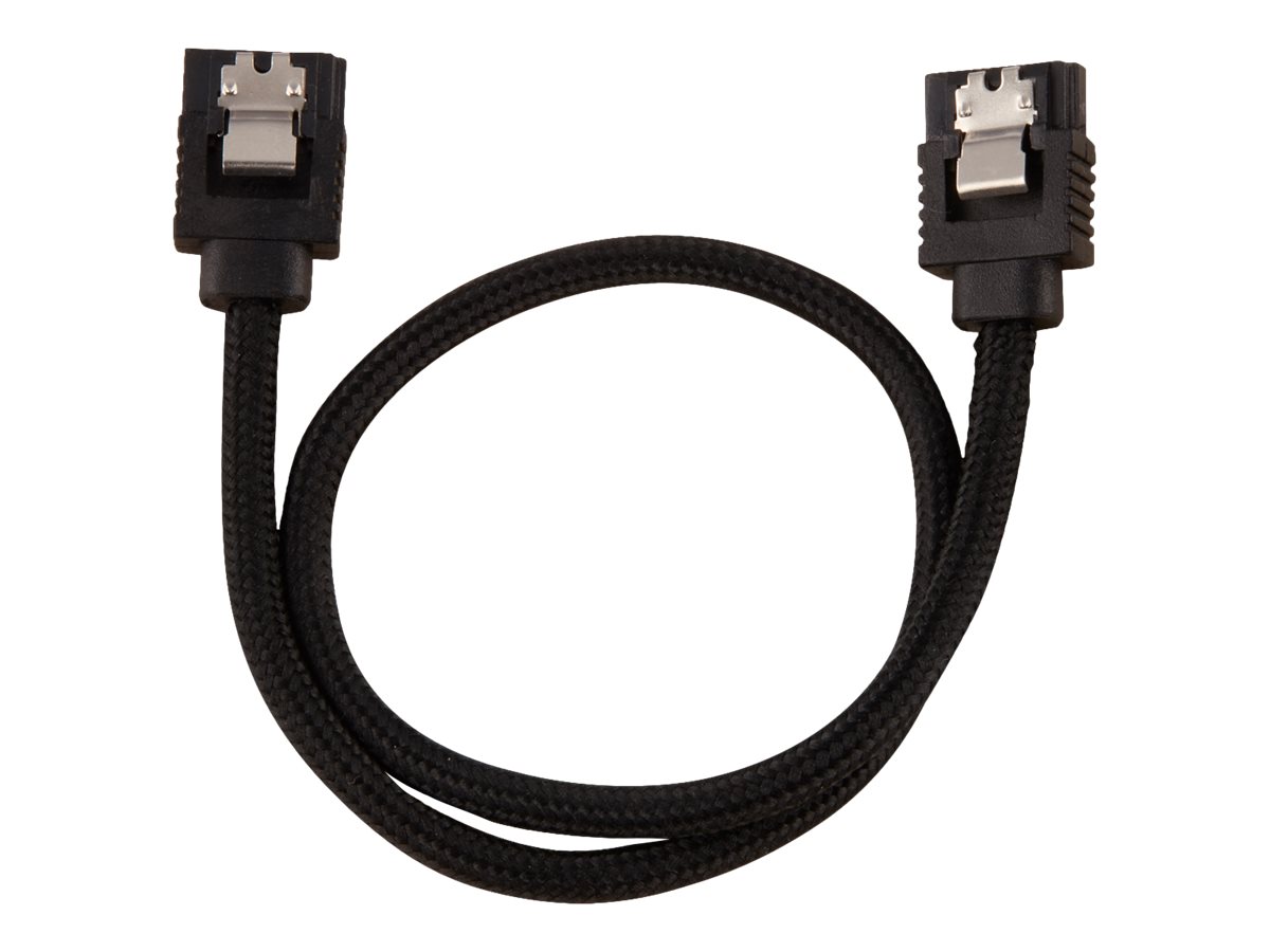CORSAIR Premium Sleeved - SATA-Kabel - Serial ATA 150/300/600 - SATA (M) zu SATA (M) - 30 cm - Schwarz