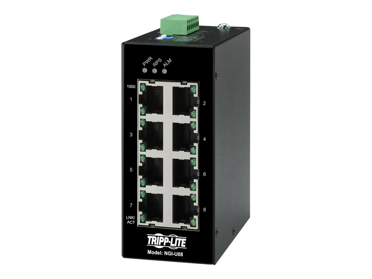 Tripp Lite Unmanaged Industrial Gigabit Ethernet Switch 8-Port - 10/100/1000 Mbps, DIN Mount - Switch - unmanaged - 8 x 10/100/1