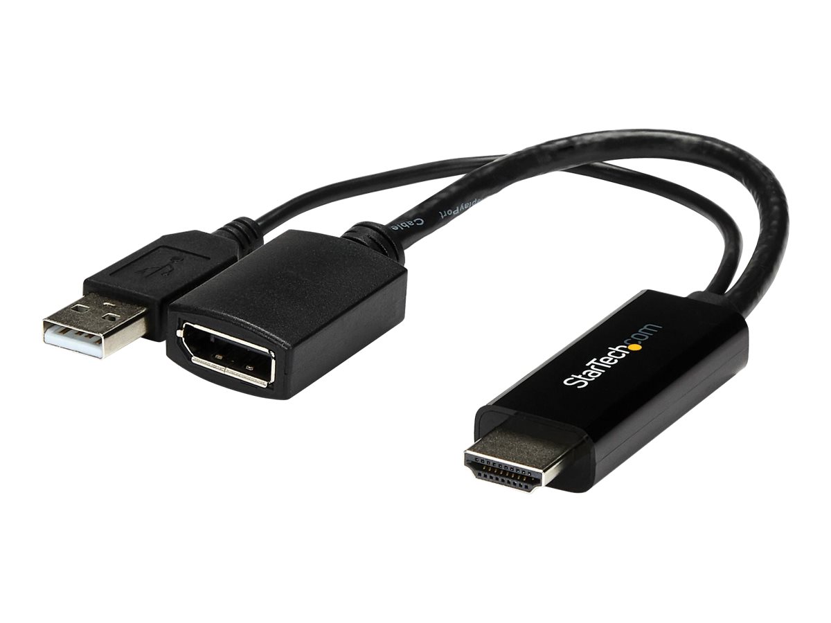 StarTech.com 4K 30Hz HDMI to DisplayPort Video Adapter w/ USB Power - 6 in - HDMI 1.4 (Male) to DP 1.2 (Female) Active Monitor C