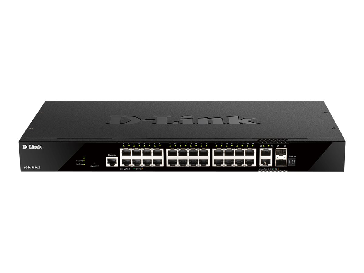 D-Link DGS 1520-28 - Switch - L3 - Smart - 24 x 10/100/1000 + 2 x Gigabit SFP + 2 x 10 Gigabit SFP+ - an Rack montierbar