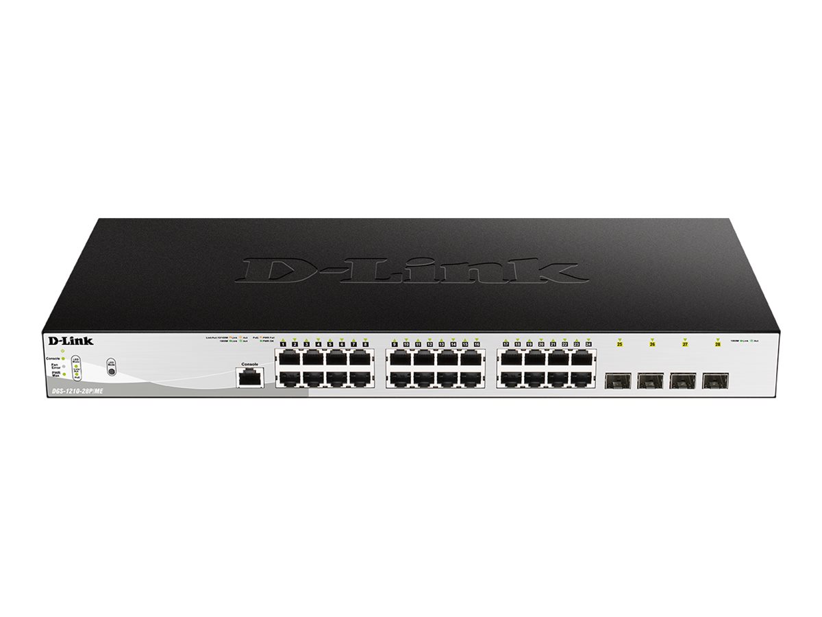 D-Link DGS 1210-28P/ME - Switch - managed - 24 x 10/100/1000 (PoE) + 4 x Gigabit SFP - an Rack montierbar - PoE (193 W)