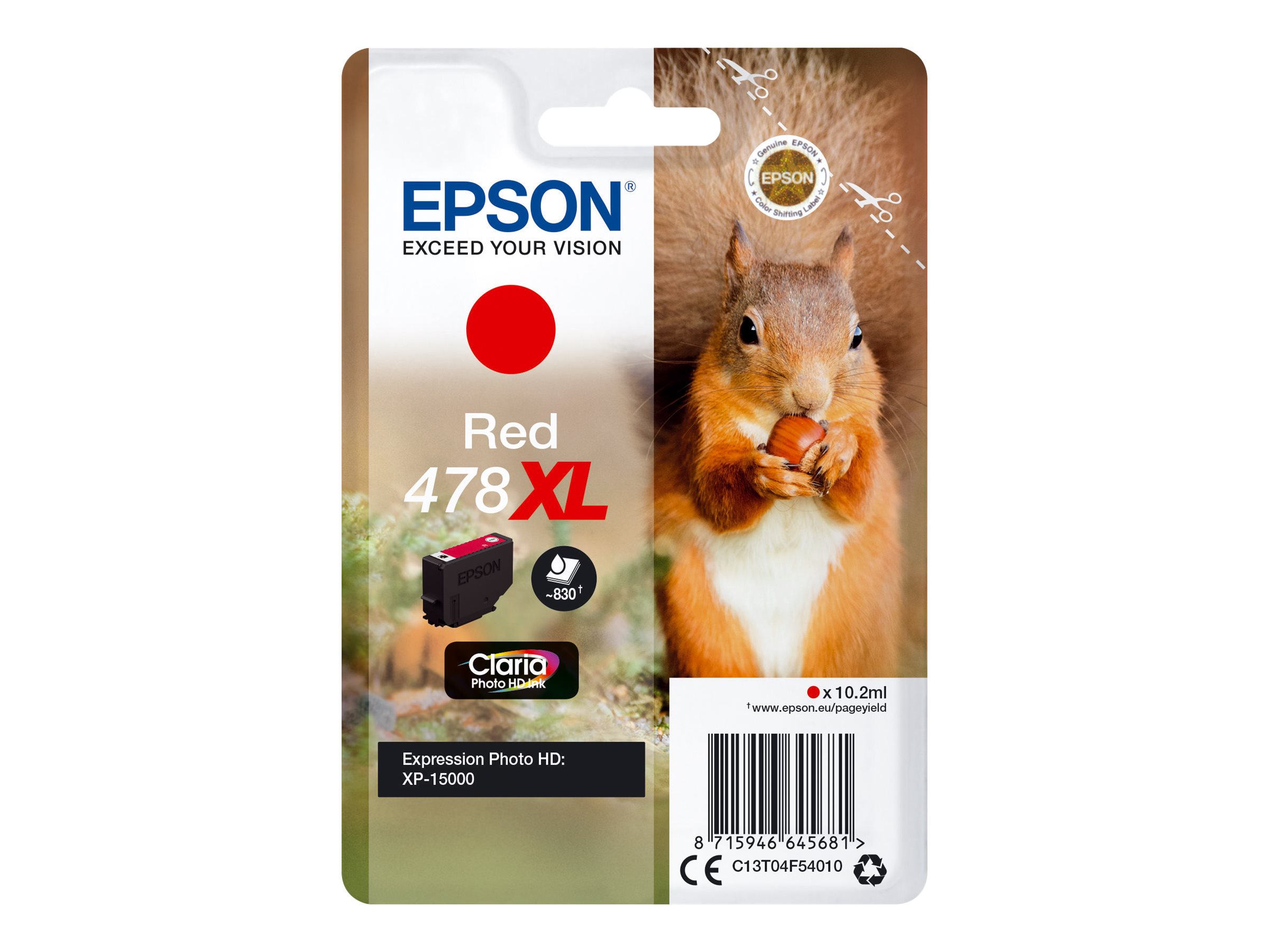 Epson 478XL - 10.2 ml - mit hoher Kapazitt - Rot - Original - Tintenpatrone