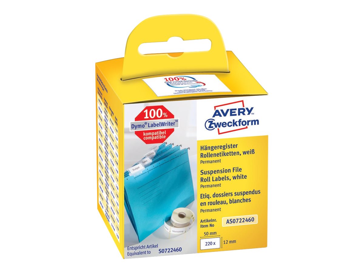 Avery Zweckform - Papier - permanenter Klebstoff - weiss - 12 x 50 mm 220 Etikett(en) (1 Rolle(n) x 220) rechteckige Etiketten