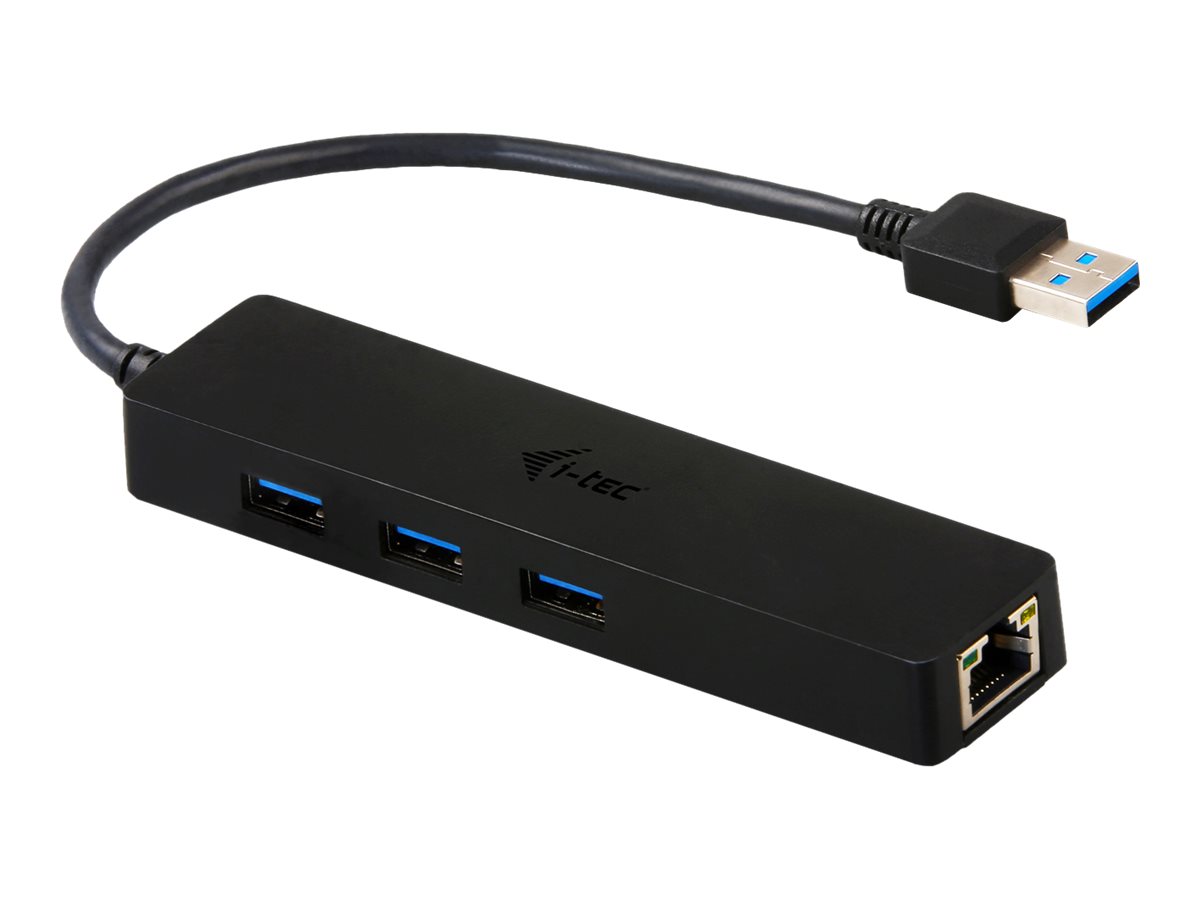 i-Tec USB 3.0 Slim HUB 3 Port + Gigabit Ethernet Adapter - Hub - 3 x SuperSpeed USB 3.0 + 1 x 10/100/1000 - Desktop
