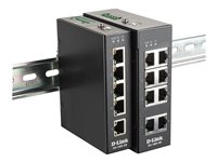 D-Link DIS 100E-8W - Switch - unmanaged - 8 x 10/100 - an DIN-Schiene montierbar, wandmontierbar - Gleichstrom