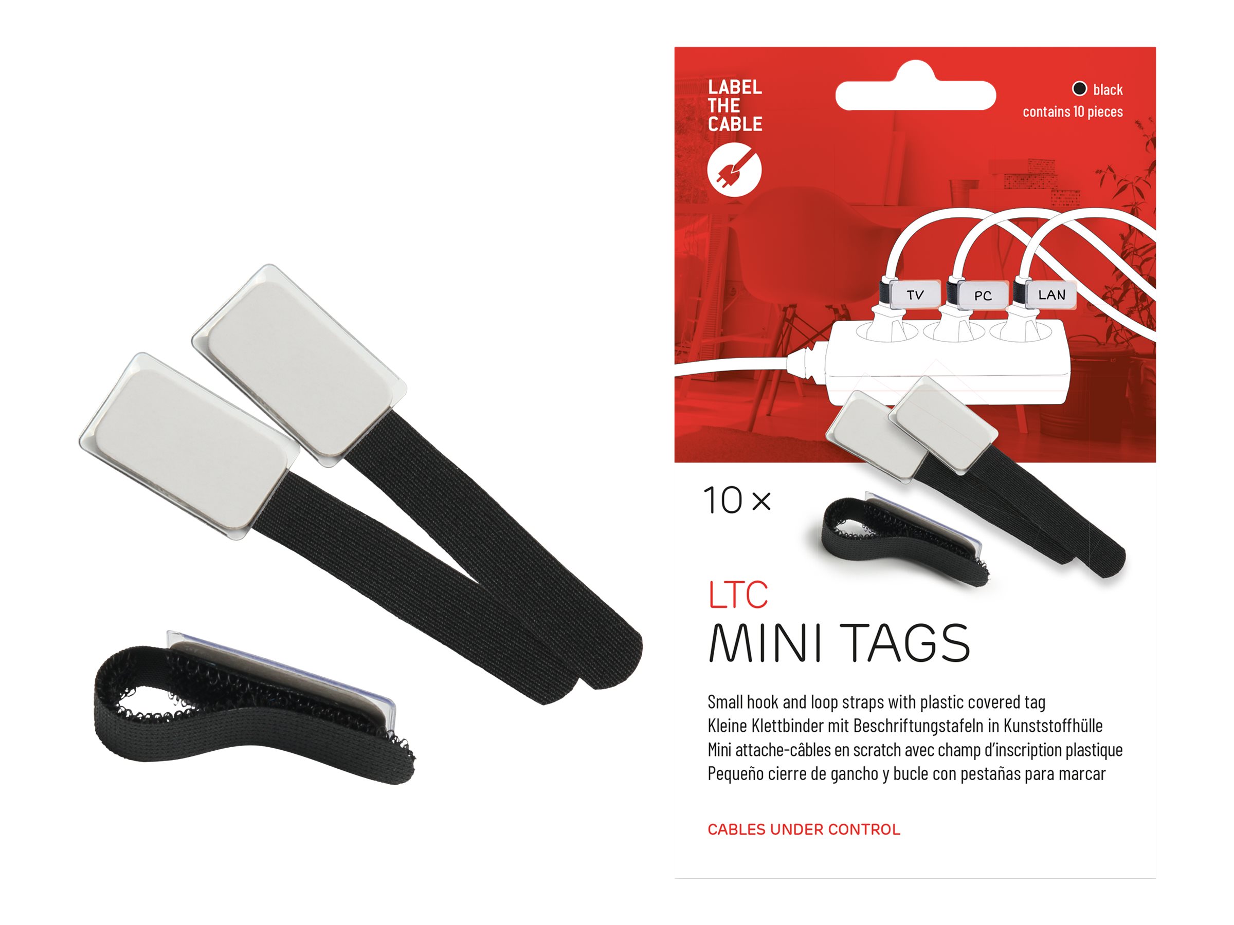 LTC MINI TAGS - Draht-/Kabel-Marker - 9 cm - Schwarz (Packung mit 10)
